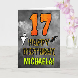 Carte 17e anniversaire : Eerie Halloween Thème + Nom per