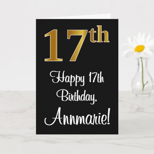 Carte 17e anniversaire ~ Elégant luxe Faux Gold Look # (Petite plante)