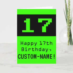 Carte 17e anniversaire : Nerdy / Geeky Style "17" et nom
