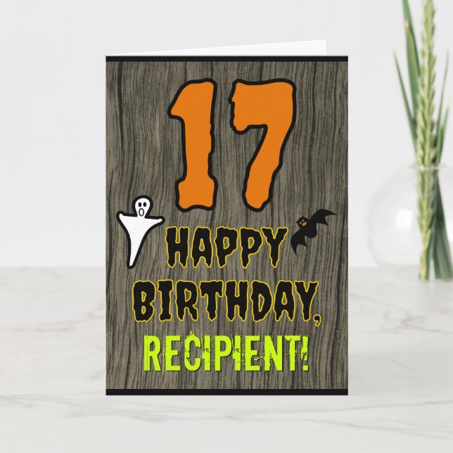 Carte 17e anniversaire : Thème d'Halloween Éffrayant, No (Devant)