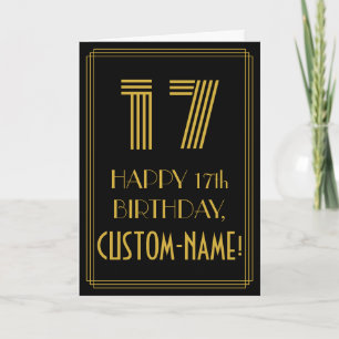 Carte 17e Anniversaire : Vue inspirée d'Art déco "17" & 