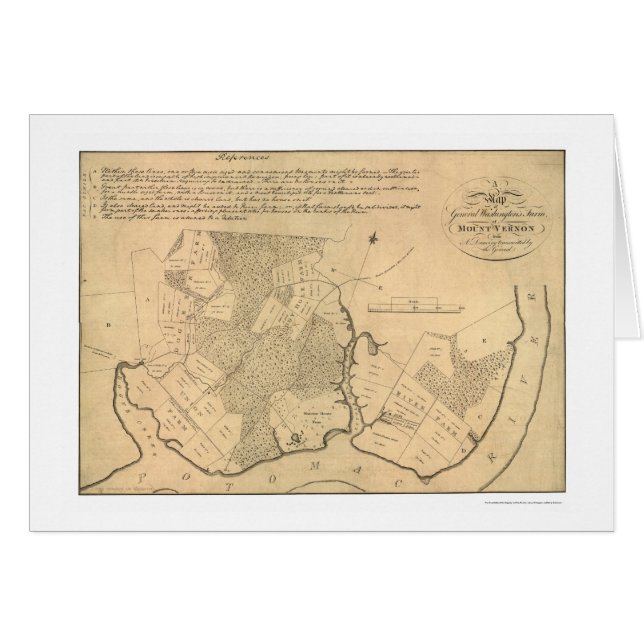 Carte 1801 de Mt Vernon de ferme du Général (Devant horizontal)