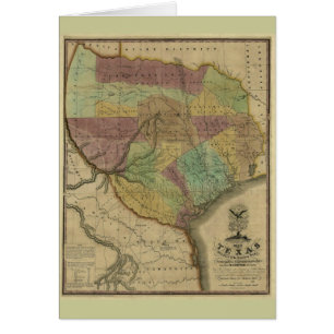 Carte 1837 du Texas avec des parties des états