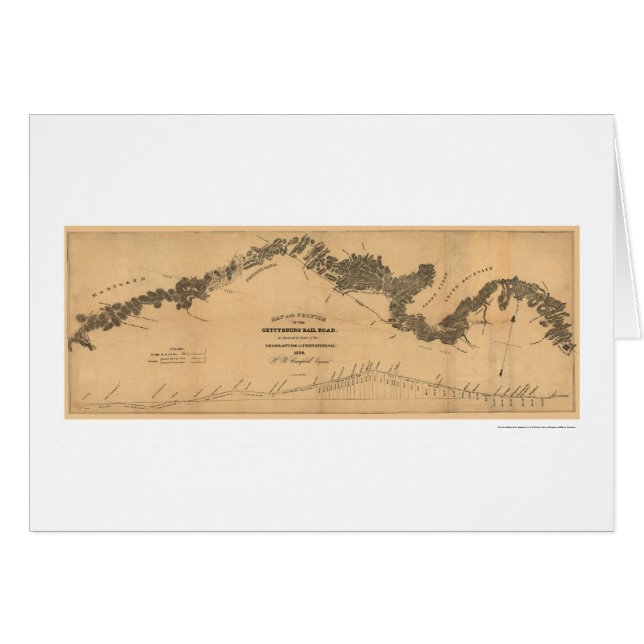 Carte 1839 de chemin de fer de Gettysburg (Devant horizontal)