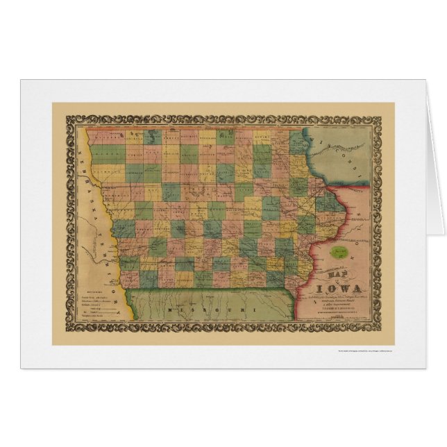 Carte 1855 de train de chemin de fer de l'Iowa (Devant horizontal)