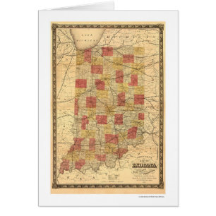 Carte 1858 de train de chemin de fer de l'Indiana