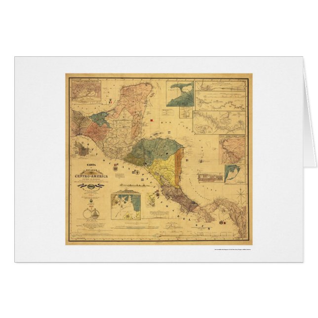 Carte 1862 de l'Amérique Centrale (Devant horizontal)