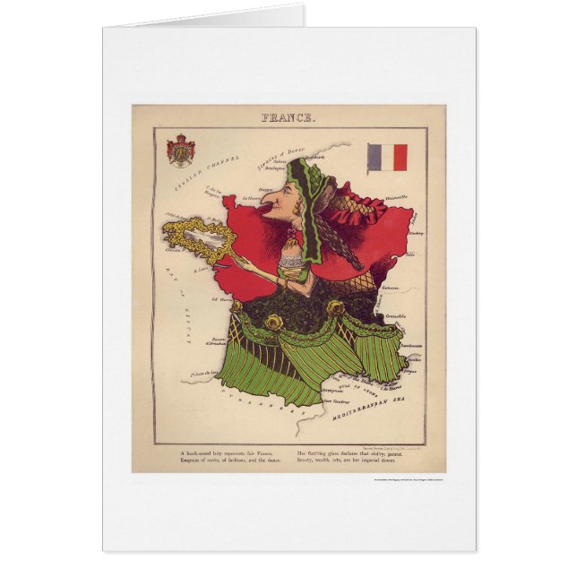 Carte 1868 de caricature de la France (Devant)
