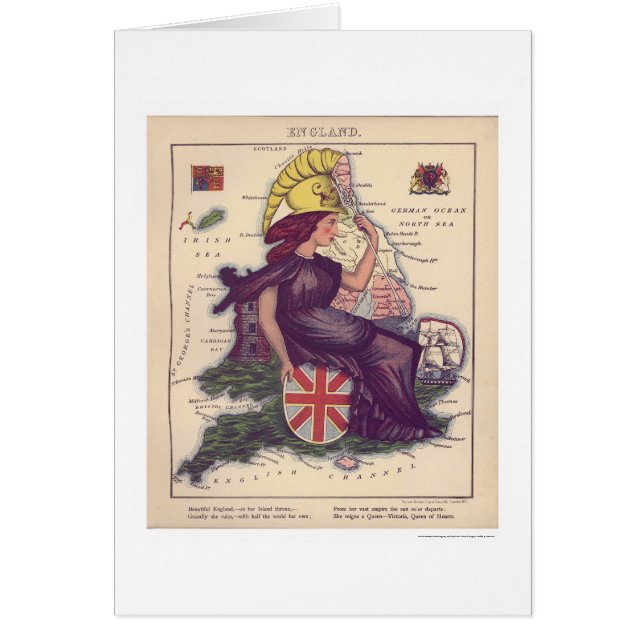 Carte 1868 de caricature de l'Angleterre (Devant)
