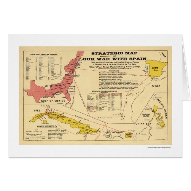 Carte 1898 de guerre hispano-américaine (Devant horizontal)