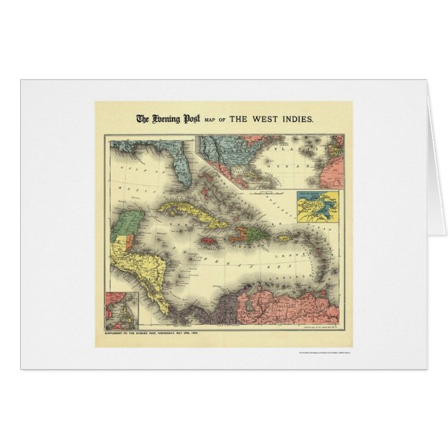 Carte 1898 des Antilles Evening Post (Devant horizontal)