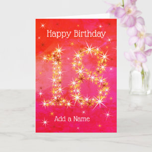 Carte 18e anniversaire - âge 18 étoiles chiffres - rouge