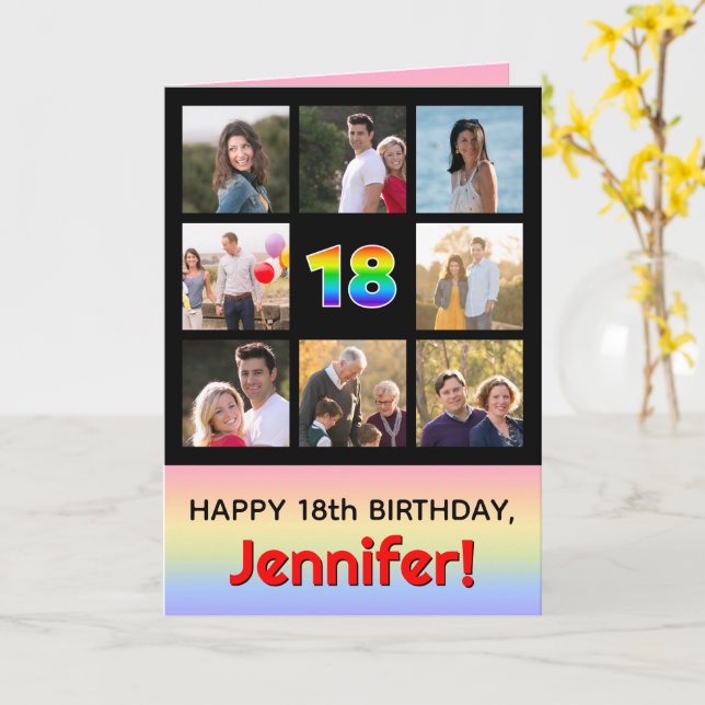 Carte 18e anniversaire : Arc-en-ciel amusant #, photos p (Fleur jaune)