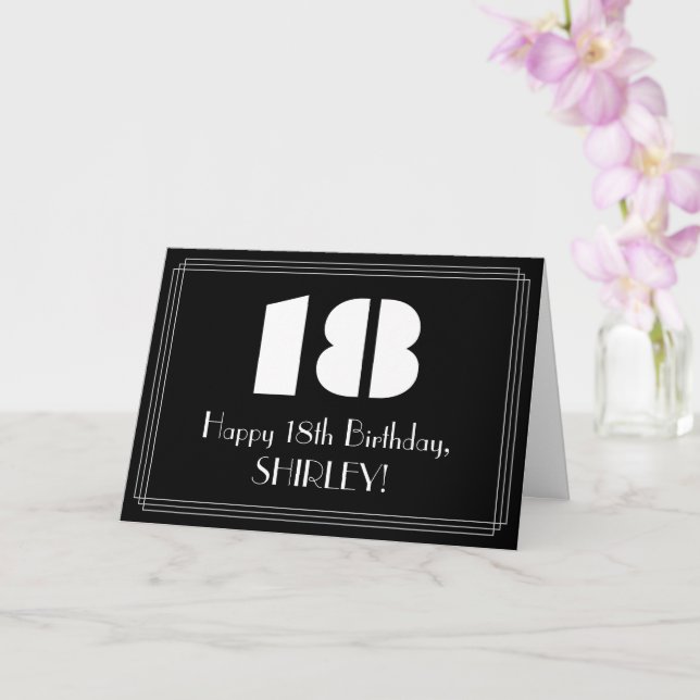 Carte 18e anniversaire : Art Déco Inspiré Look "18" & No (Orchidée)
