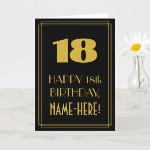 Carte 18e anniversaire - Art Déco Inspiré Look "18" & No