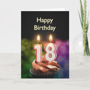 Carte 18e anniversaire avec gâteau et bougies