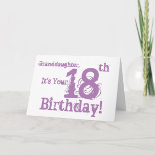 Carte 18e anniversaire de la petite-fille en violet.