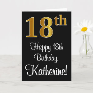 Carte 18e anniversaire ~ Elégant Luxueux Faux Gold Look 