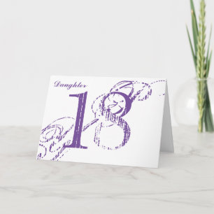 Carte 18e anniversaire, fille, gros texte violet, blanc.