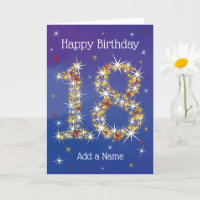 18e anniversaire - Nombres d'étoiles - Bleu - 18 a