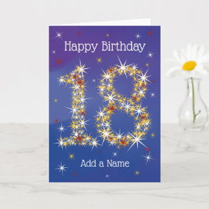 Carte 18e anniversaire - Nombres d'étoiles - Bleu - 18 a