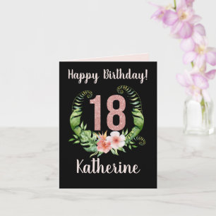 Carte 18e anniversaire Parties scintillant rose noire Ca