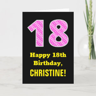 Carte 18e anniversaire : Pink Stripes and Hearts "18" + 