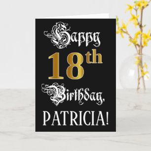 Carte 18e anniversaire — Script fantaisie; look or Faux;