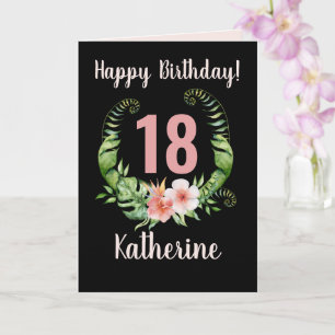 Carte 18e or all ages Birthday Pink Floral Name