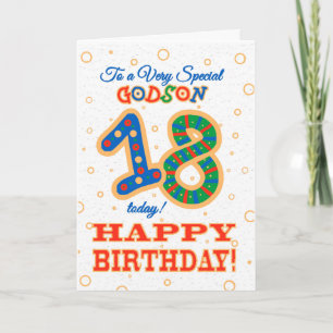 Carte 18ème anniversaire coloré pour Spécial Godson