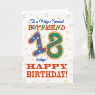 Carte 18ème anniversaire coloré pour un petit ami spécia