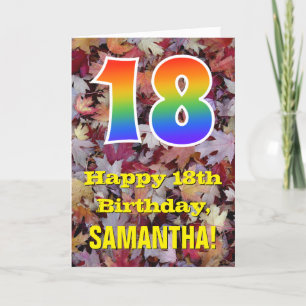 Carte 18ème Anniversaire ; Feuille d'automne rustique ;