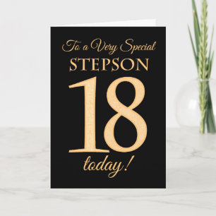Carte 18ème effet or sur Black pour Stepson Anniversaire