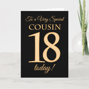 Carte 18ème effet or sur le noir pour l'anniversaire de 