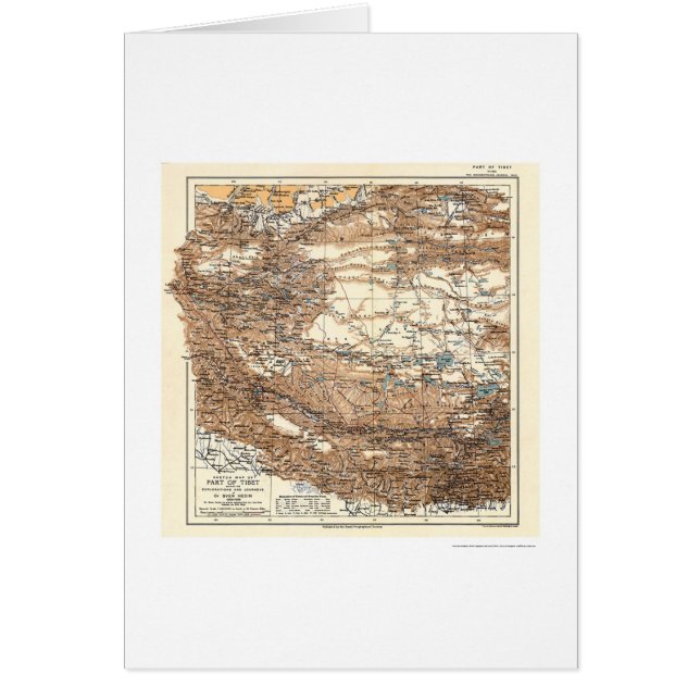 Carte 1909 d'expédition du Thibet Hedin (Devant)