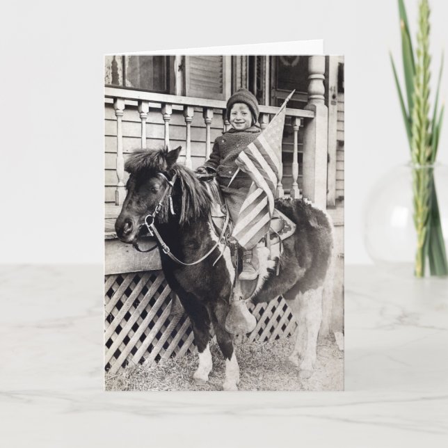Carte 1920 Patriotic Boy à Pony (Devant)