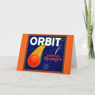 Carte 1920s Orbite Orange étiquette de caisse de fruits