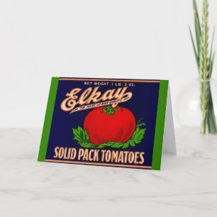 Carte  1930 Elkay Solid Pack Tomates peut étiquette