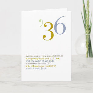Carte 1936 anecdotes amusantes d'anniversaire