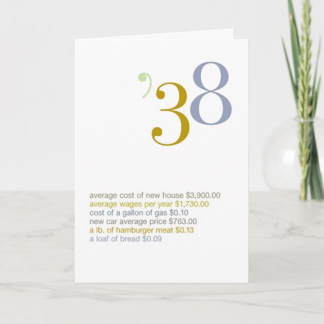 Carte 1938 Anniversaire Fun Facts (Devant)