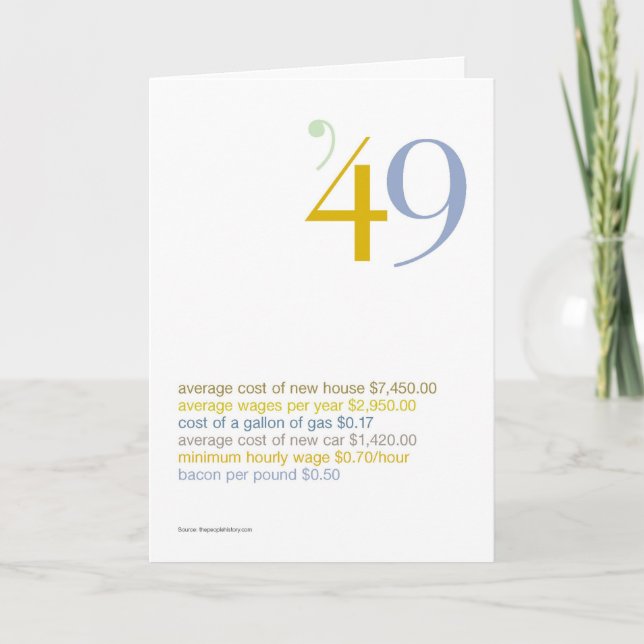 Carte 1949 anecdotes amusantes d'anniversaire (Devant)