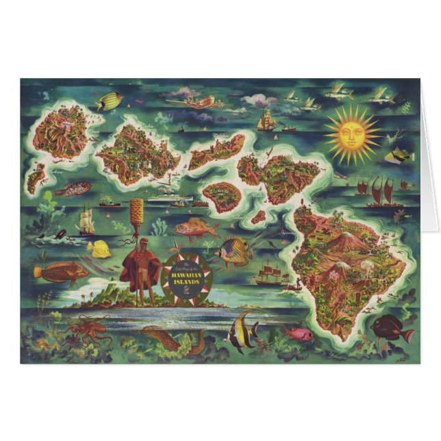 Carte 1950 de Dole de peinture à l'huile d'Hawaï (Devant horizontal)