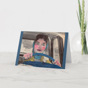 Carte 1950 Maman au volant