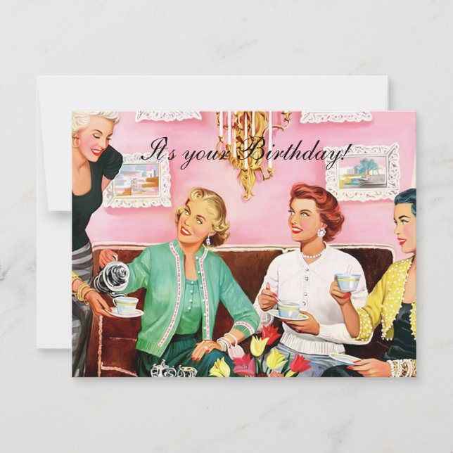 Carte 1950's Afternoon Tea Joyeux anniversaire (Devant)