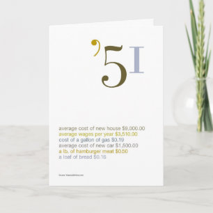 Carte 1951 anecdotes amusantes d'anniversaire