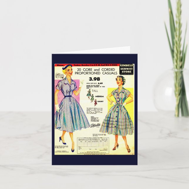 Carte 1953 Boutique Gimbels (Devant)