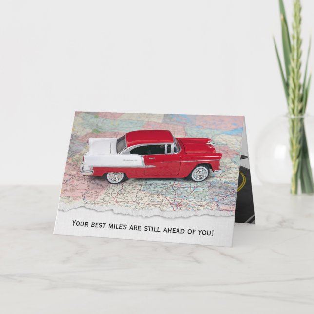 Carte 1955 Chevy Car On Road Map pour la retraite (Devant)