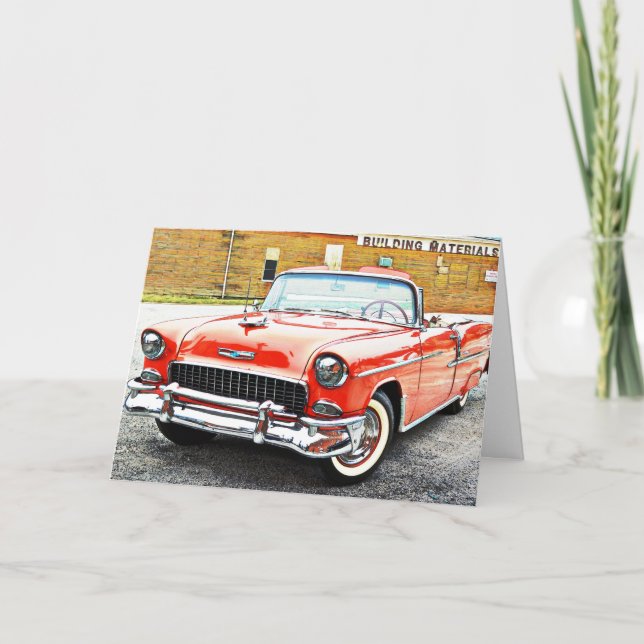 Carte 1955 Chevy Convertible Classic Retro Anniversaire (Devant)