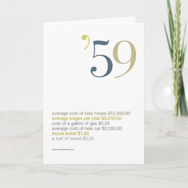 Carte 1959 Anniversaire Fun Facts (Devant)