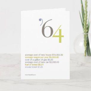 Carte 1964 anecdotes amusantes d'anniversaire